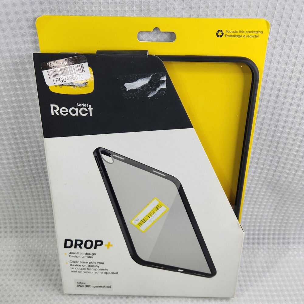 Otterbox React series Drop+ Case For iPad 10th Generation, Black, New